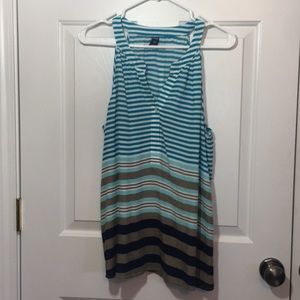 Old Navy teal striped sleeveless tank blouse